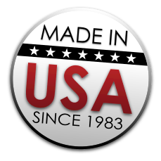 A pin-button displaying 'Made in the USA since 1983'.