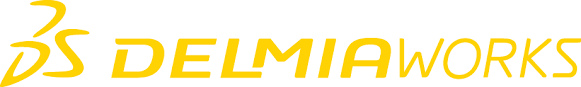 Delmia Works logo in yellow.
