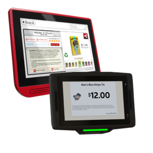 A rendering of multiple kiosks that can be used for price checking.