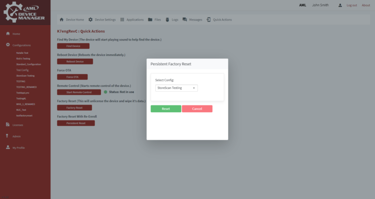 Device Manager persistent factory reset
